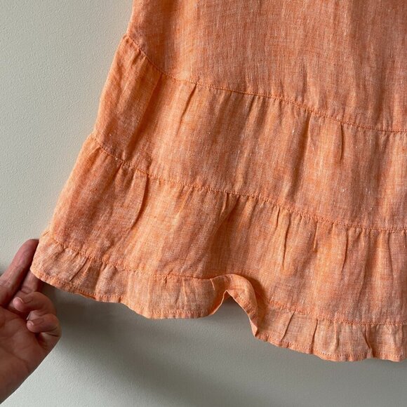 Vivid Tiered Linen Pullover Scoop Neck Casual Tank Top Blouse Orange Large - Picture 5 of 8